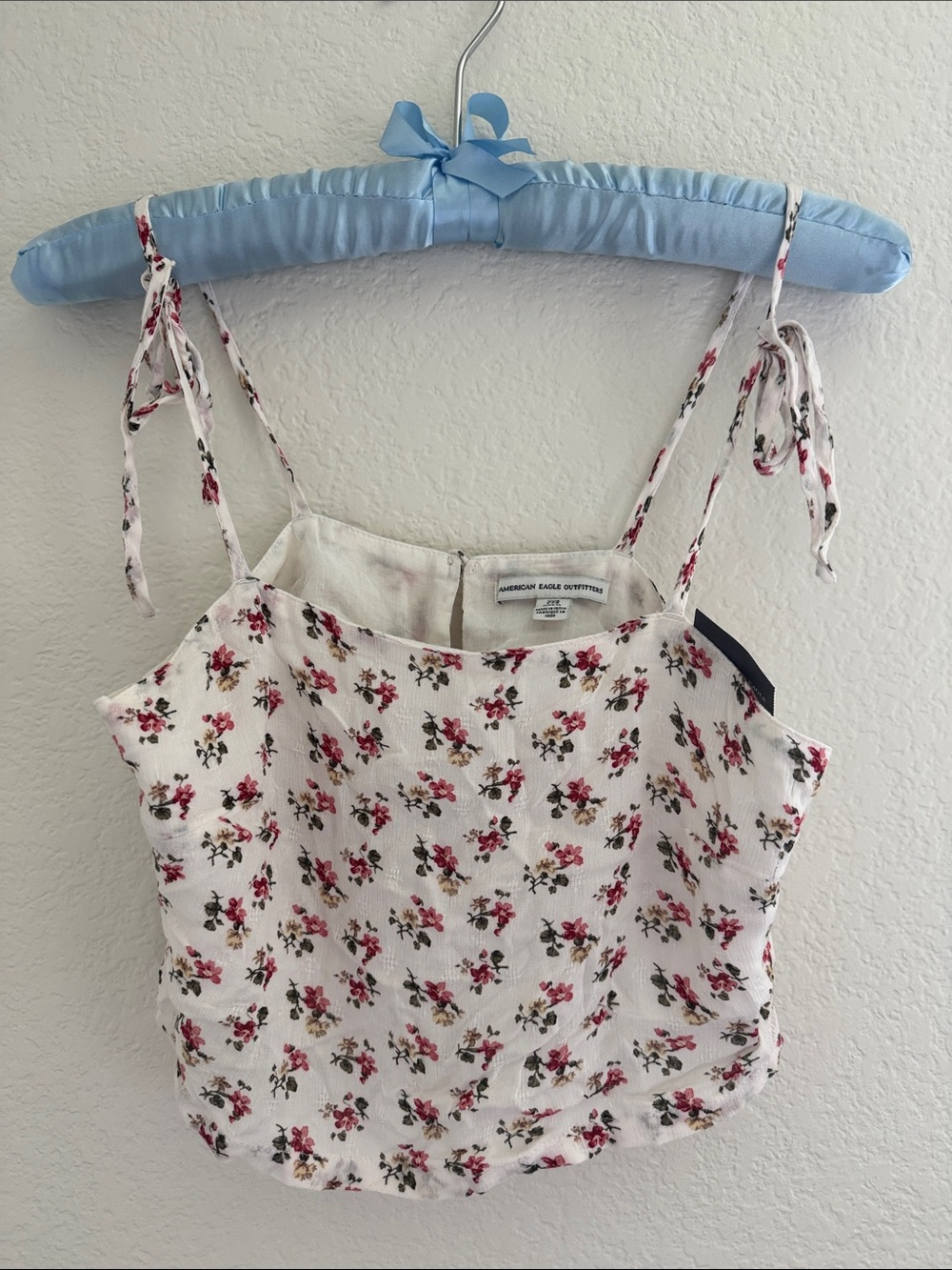 American Eagle Outfitters White Cami with Pink & Green Floral Print